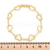 Heart Brass Micro Pave Clear Cubic Zirconia Link Chain Bracelets for Women BJEW-T025-01G-3