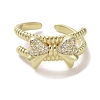 Brass Micro Pave Cubic Zirconia Open Cuff Ring RJEW-K256-58E-G-2