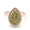 Electroplate Natural Druzy Quartz Crystal Finger Rings RJEW-I055-03RG-RS-2