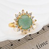 Sunflower Natural Green Aventurine Finger Rings RJEW-B113-03G-03-3