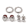 3 Pairs 3 Styles Christmas 304 Stainless Steel Hoop & Studs Earrings Set for Women EJEW-K279-12B-P-2