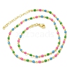 Brass Enamel Column Link Chain Necklaces NJEW-H039-11B-01G-2