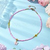 Glass Seed Beads & Flower Handmade Lampwork Beaded Necklaces NJEW-MZ00065-4