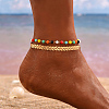 Elegant Double Layer Women's Brass Arrow Link Chain Anklets with Glass for Casual MU0709-1