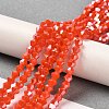 Opaque Solid Color Electroplate Glass Beads Strands EGLA-A039-P4mm-B03-4