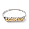 Round Beaded 304 Stainless Steel Bangles BJEW-G700-08GP-2