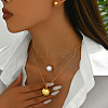 Elegant Round Stainless Steel Double-layered Necklace & Earrings Set for Women DN2829-1