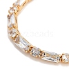Brass Pave Clear Cubic Zirconia Rectangle & Flat Round Link Bracelets BJEW-YWC0002-02G-2