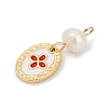 Natural Cultured Freshwater Pearl & Brass Pendants X-KK-U062-14G-02-2