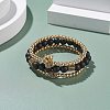 3Pcs 3 Style Round Synthetic Black Stone & Hematite Beaded Stretch Bracelets Set BJEW-JB07688-01-2