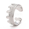 304 Stainless Steel Leaf Open Cuff Ring for Women RJEW-C025-03P-1
