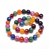 Dyed Natural Agate Faceted Round Beads Strands X-G-E268-34-2