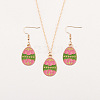 Easter Egg Alloy Enamel Pendant Necklace & Dangle Earrings Sets FS-WG38758-07-1