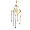 Rhombus Brass with Iron Chain Hanging Ornaments PW-WG5D558-01-5