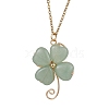 Natural Green Aventurine Shamrock Pendant Shamrock Necklaces NJEW-JN05102-01-2