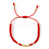 Red Acrylic Bead Woven Brass Bead Braided Bracelets YQ2804-5