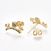 Brass Micro Pave Cubic Zirconia(Random Mixed Color) Ear Studs EJEW-S201-91-2