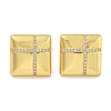 Rack Plating Brass Micro Pave Clear Cubic Zirconia Stud Earrings EJEW-I313-10G-02-1