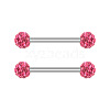 304 Stainless Steel Micro Pave Cubic Zirconia Nipple Rings WG2793F-20-1