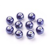 Pearlized Dark Blue Handmade Porcelain Round Beads X-PORC-D001-10mm-14-1