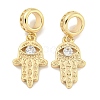 Brass Pave Clear Cubic Zirconia European Dangle Charms KK-S386-34G-1