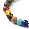 Mixed Gemstone Stretch Bracelet with Alloy Heart Beads BJEW-JB08099-6