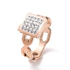 Crystal Rhinestone Rectangle Finger Ring RJEW-D120-02B-RG-1