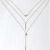 3-layer Alloy Column & Flat Round Pendant Necklaces for Women WG7240D-02-2