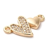 Brass Micro Pave Clear Cubic Zirconia Connector Charms KK-G503-33G-2