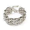 Iron Multi-strand Wide Bracelets for Women NJEW-K261-13P-2