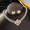 Alloy Micro Pave Cubic Zirconia Chain Neckalces & Studs Earrings Sets WGE92C8-02-2