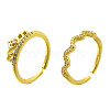 2Pcs 2 Styles Brass Micro Pave Clear Cubic Zirconia Cuff Rings for Women RJEW-S399-01G-4