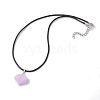 3D Heart Glass Seed Beads Pendant Necklaces NJEW-MZ00046-02-4