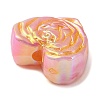 Metal Enlaced Heart Rose Opaque Acrylic Bead OACR-Q190-01D-2