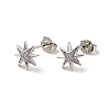 Rack Plating Brass Micro Pave Clear Cubic Zirconia Star Stud Earrings EJEW-F301-25-2