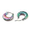 Ion Plating(IP) Rainbow Color 304 Stainless Steel Crescent Moon with Butterfly Hoop Earrings for Women EJEW-G293-15M-2