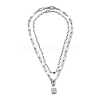 304 Stainless Steel Coffee Bean Chain Necklaces and  Pendant Necklaces Sets NJEW-JN03083-1