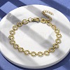 304 Stainless Steel Ring Link Chain Bracelets for Women BJEW-F488-21G-01-1