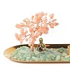 Natural Sunstone Money Tree Buddha Sculpture Set Incense Burner & Natural Green Aventurine on Trays for Wealth DJEW-G027-19RG-09-2