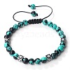 Trendy Ethnic Style Cube Evil Eye & Round Dyd Synthetic Turquoise Beaded Stretch Bracelets PJ2289-6-1