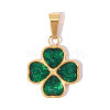 304 Stainless Steel Pave Green Cubic Zirconia Pendants CU-OY001-33G-01-1
