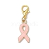 Pink Awareness Ribbon Shape Alloy Enamel Pendant Decorations HJEW-JM02287-2