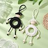 2Pcs 2 Colors Handmade Macrame Cotton Cord Puppet Pendant Decorations HJEW-JM02656-2