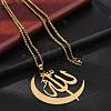 304 Stainless Steel Moon & Arabic Pendants Box Chain Necklaces for Women Men NJEW-R013-02G-3