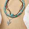 3Pcs 3 Styles Retro Synthetic Turquoise & CCB Plastic Beaded Necklace Set NJEW-B120-01A-3