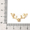 Brass Pave Clear Cubic Zirconia Flower with Deer Horn Links Connector Charms KK-M294-10G-3