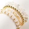4Pcs 4 Style Gemstone & Brass Beaded Stretch Bracelets Set with Crystal Rhinestone for Women BJEW-JB07884-5
