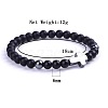 Natural Black Stone & Synthetic Non-magnetic Hematite Beads Stretch Bracelets for Women Men BO6196-3-2