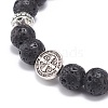 3Pcs 3 Style Natural Lava Rock & Synthetic Hematite Stretch Bracelets Set BJEW-JB08692-9