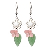 Flower 304 Stainless Steel Handmade Lampwork Dangle Earrings EJEW-JE06430-02-2
